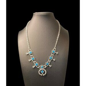 Signed Emmons Vintage Navajo-Style Silver Necklace -213